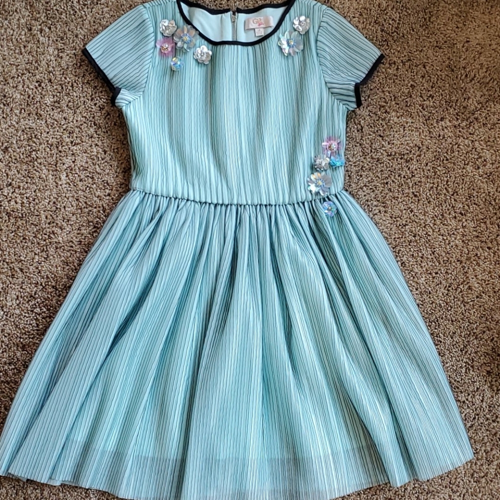 GB Girls 14 Blue/Black Embellished Dress